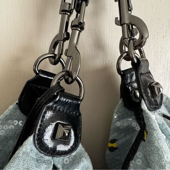 Betsey Johnson Baby Blue and Yellow Leopard Print Sequin Hobo Bag - Picture 3 of 8